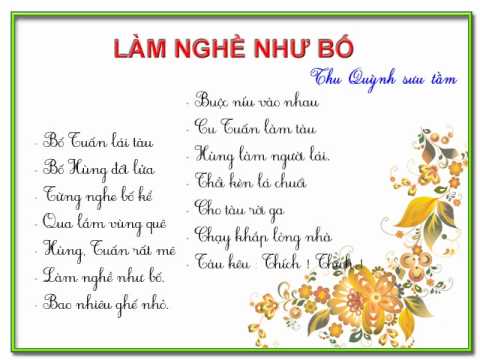 Bài thơ: Làm nghề như bố