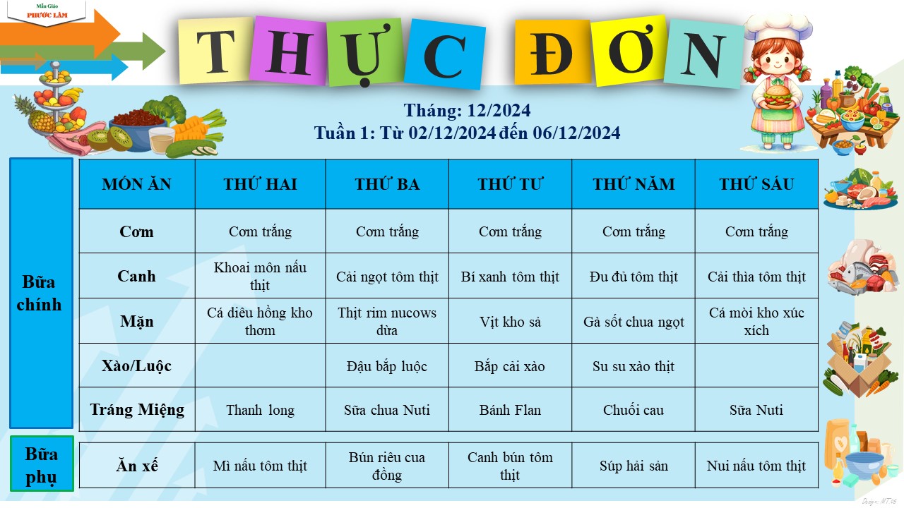 Thực đơn tháng 12.2024